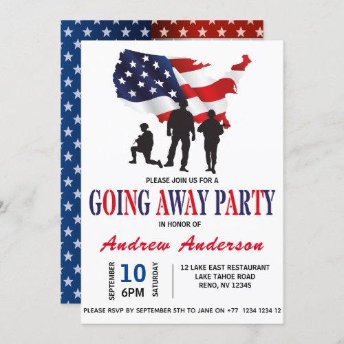 Modern Patriotic Military Going Away Party Invitation