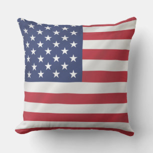 Modern Patriotic Red White Blue Stars Stripes Outdoor Pillow