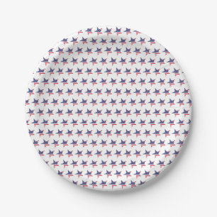 Modern Patriotic Stars and Stripes Red White Blue Paper Plates
