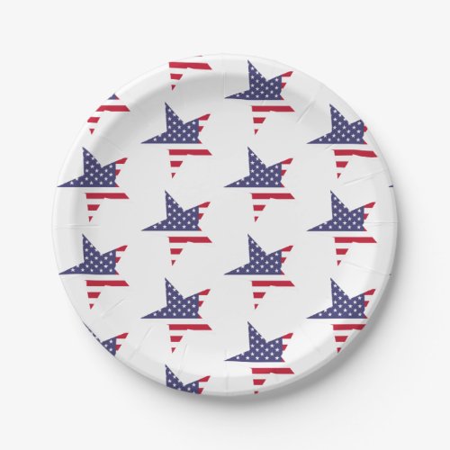 Modern Patriotic Stars and Stripes Red White Blue Paper Plates