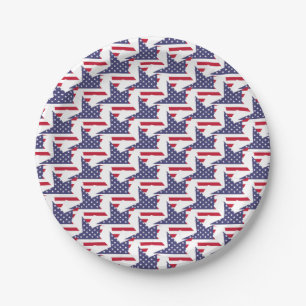 Modern Patriotic Stars and Stripes Red White Blue Paper Plates