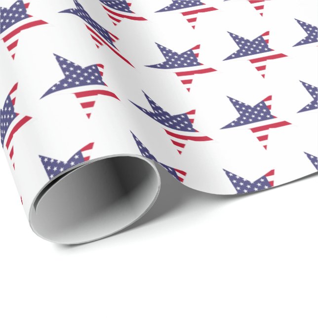 Modern Patriotic Stars and Stripes Red White Blue  Wrapping Paper (Roll Corner)