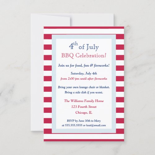 Modern Patriotic Summer 4th of July Barbecue Party Invitation