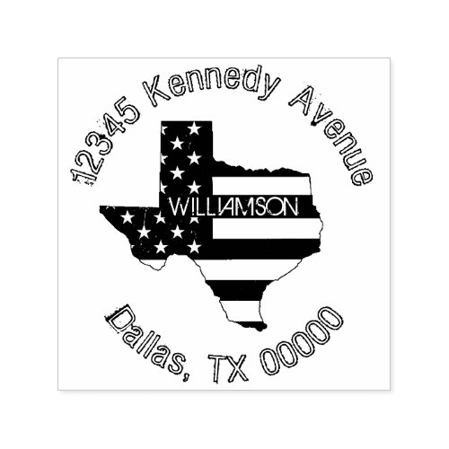 Modern Patriotic Texas Flag Family Return Address Self_inking Stamp