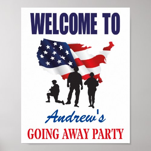 Modern Patriotic US Flag Going Away Party Poster