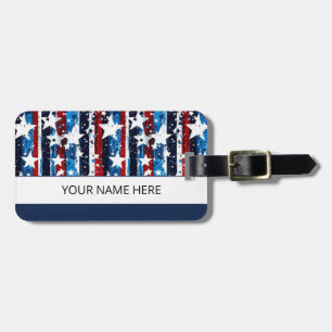 Modern Patriotic USA American Flag Luggage Tag