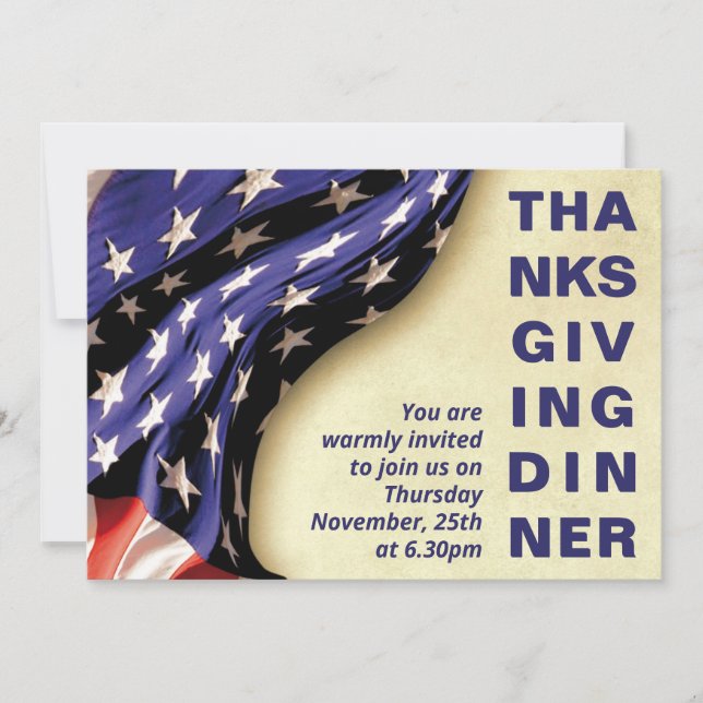 Modern Patriotic USA Thanksgiving Invitation (Front)