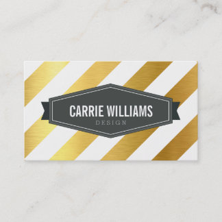MODERN PATTERN angled stripe badge logo gold foil Business Card