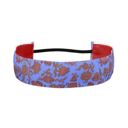 Modern Pattern Blue Pink Red Painted Damascus Athletic Headband