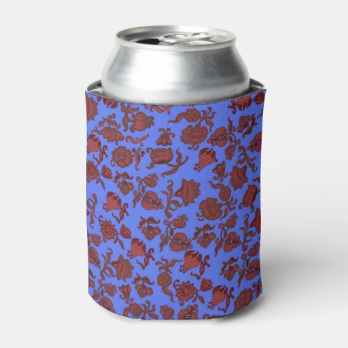 Modern Pattern Blue Pink Red Painted Damascus Can Cooler