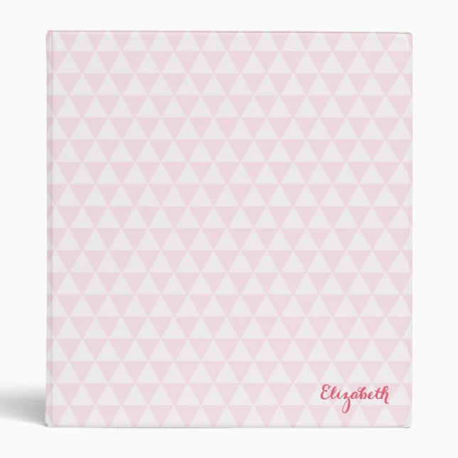 Modern Pattern Chic Girly Pink Elegant Monogrammed 3 Ring Binder (Front)