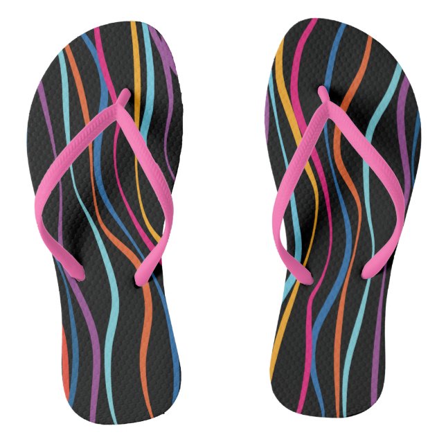 Modern Pattern Colored Waves   Flip Flops (Footbed)