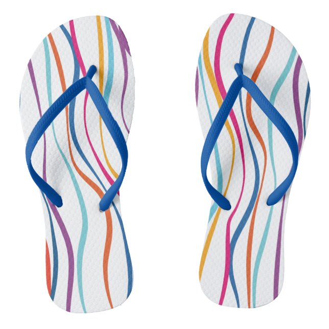 Modern Pattern Colored Waves   Flip Flops (Footbed)