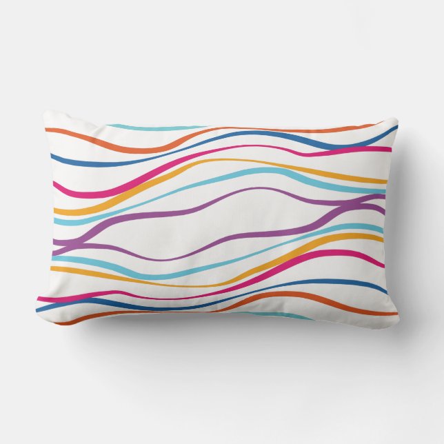 Modern Pattern Colored Waves  Lumbar Pillow (Front)