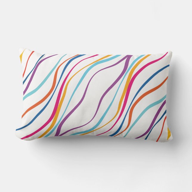 Modern Pattern Colored Waves  Lumbar Pillow (Front)