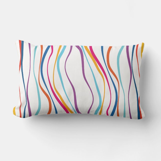 Modern Pattern Colored Waves  Lumbar Pillow (Front)