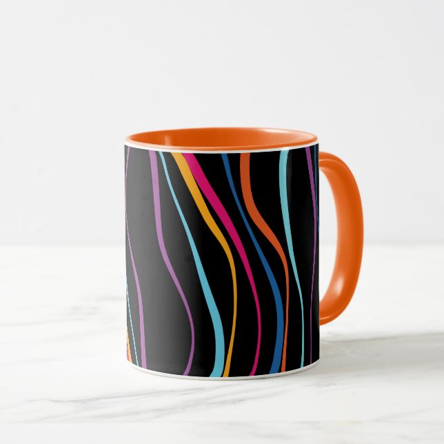 Modern Pattern Colored Waves Mug (Front Right)