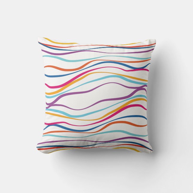 Modern Pattern Colored Waves Throw Pillow (Front)