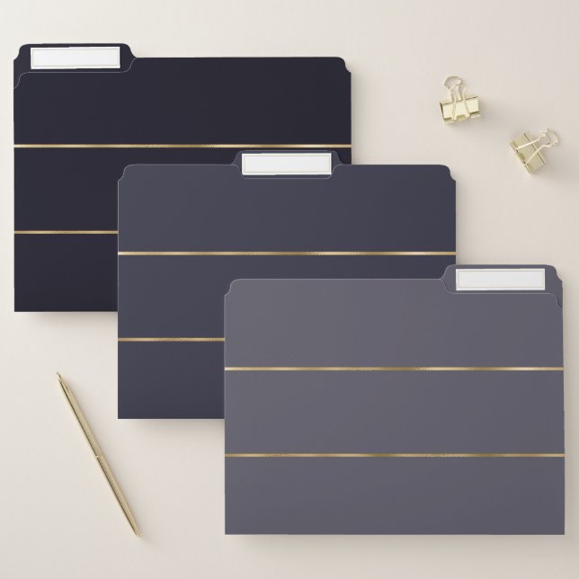 Modern Pattern Elegant Blue Gold File Folder (Set)