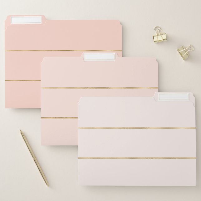 Modern Pattern Elegant Pink Gold File Folder (Set)