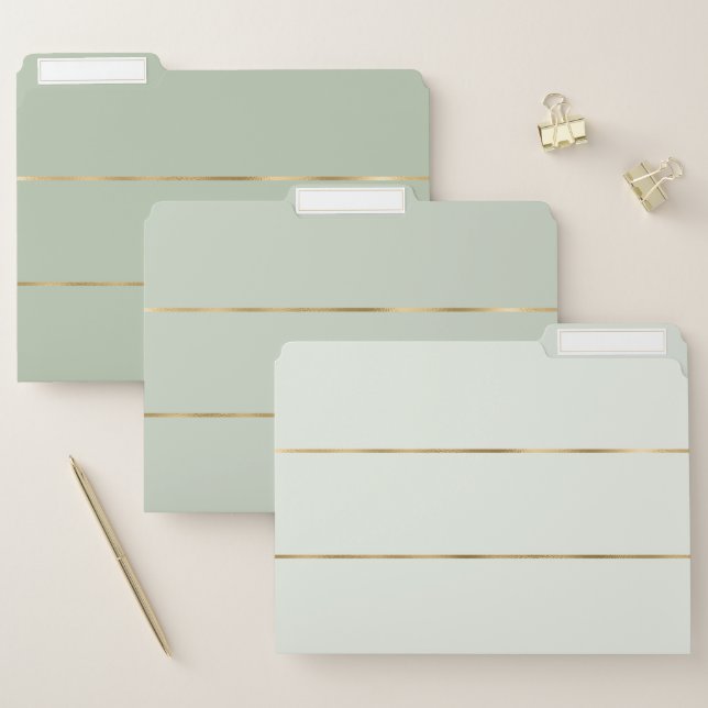 Modern Pattern Elegant Sage Green Gold File Folder (Set)