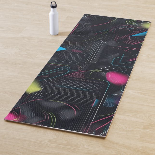 Modern pattern geometric mid century modern stripe yoga mat (In Situ)