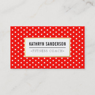 MODERN PATTERN gold logo polka dot bold red white Business Card
