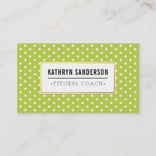 MODERN PATTERN gold logo polka dot cool lime green Business Card