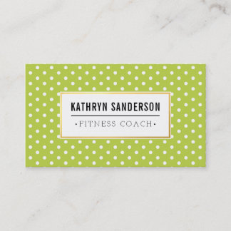 MODERN PATTERN gold logo polka dot cool lime green Business Card