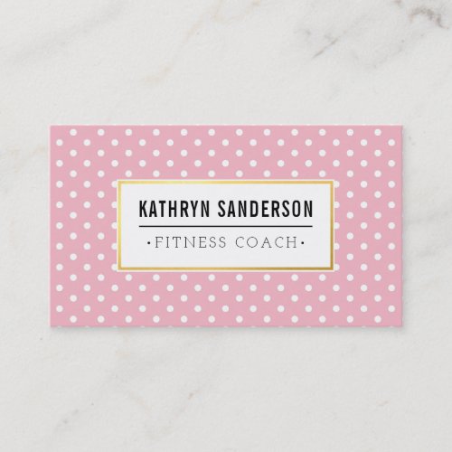 MODERN PATTERN gold logo polka dot pink white Business Card