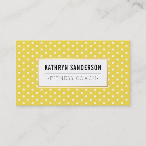 MODERN PATTERN gold logo polka dot yellow white Business Card