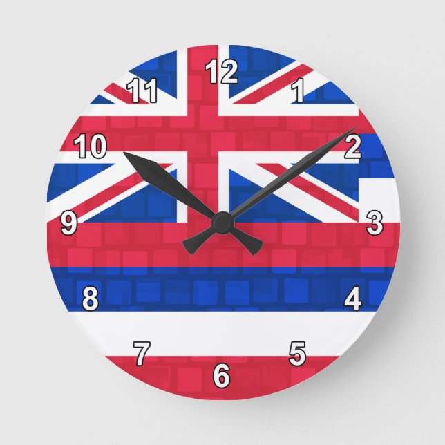 Modern Pattern Hawaiian Flag Round Clock (Front)
