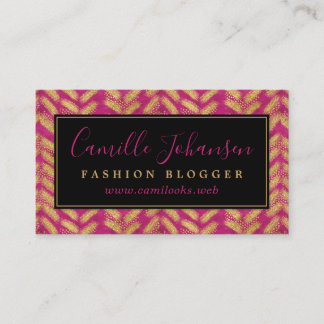 Modern Pattern Hot Pink & Gold Professional Business Card