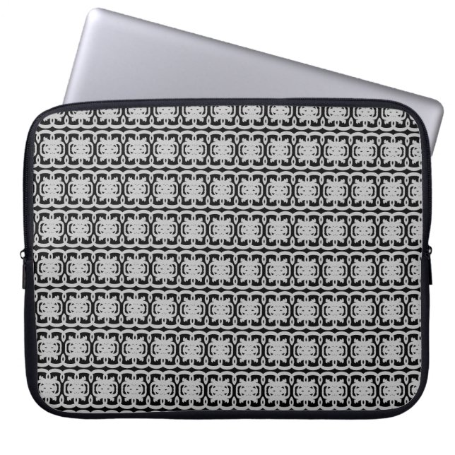 Modern Pattern in Black & Silver Gray Laptop Sleeve (Front)