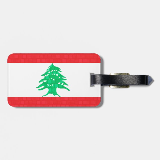 Modern Pattern Lebanese Flag Luggage Tag (Back Horizontal)