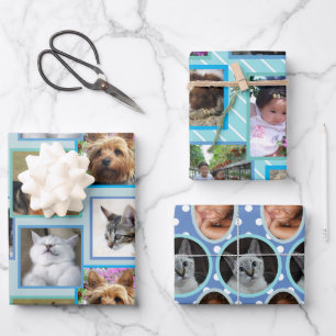 Modern Pattern Light Blue Any Occasion 9 Photo Wrapping Paper Sheets