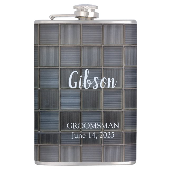 Modern Pattern Monogrammed Flask (Front)