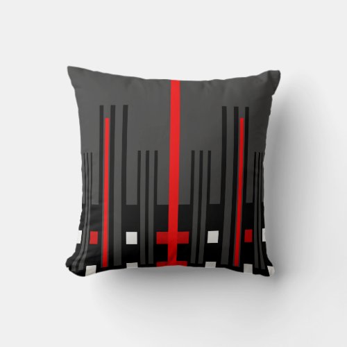 Modern Pattern Pillow_Home_RedGrayBlackWhite Throw Pillow