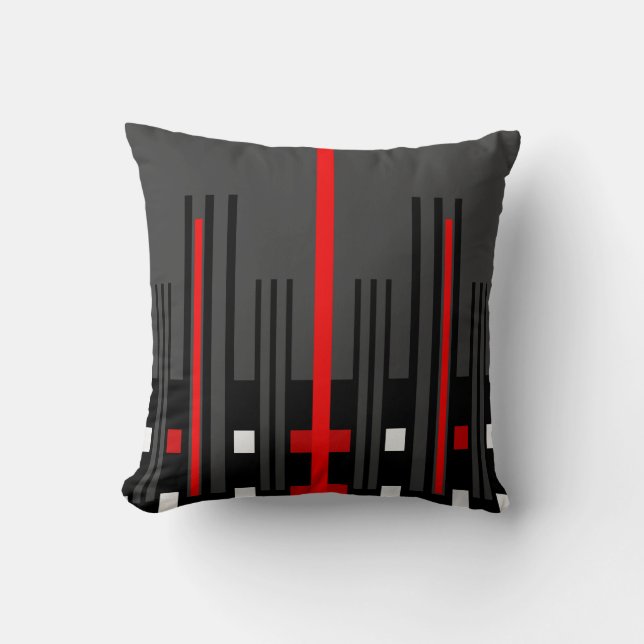 Modern Pattern Pillow-Home-Red/Gray/Black/White Throw Pillow (Front)