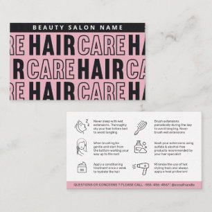 Modern Pattern Pink Hair Extensions After Care  Bu Business Card