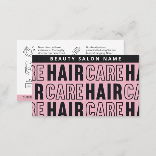 Modern Pattern Pink Hair Extensions After Care  Bu Business Card