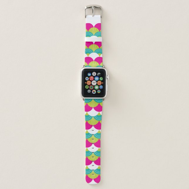 MODERN PATTERN pretty scallop pink lime green jade Apple Watch Band (Front)