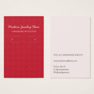 Modern Pattern Red Hoop Earring Display Card