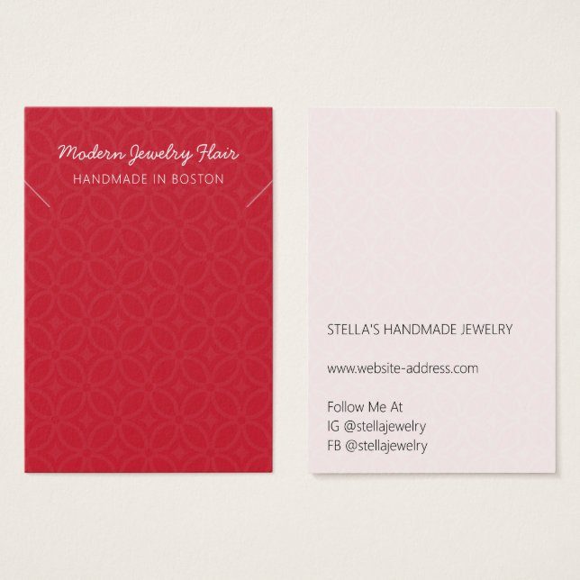 Modern Pattern Red Necklace Display Card (Front & Back)
