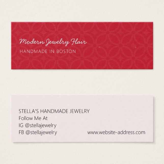 Modern Pattern Red Stud Earring Display Card (Front & Back)