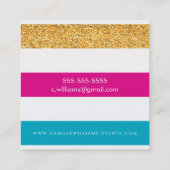MODERN PATTERN stripe bright colorful gold glitter Square Business Card (Back)