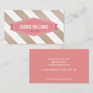 MODERN PATTERN striped coral retro eco Kraft Business Card