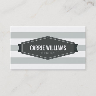 MODERN PATTERN striped gray badge fashion label Business Card