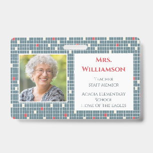 Modern Pattern Teacher Educator Staff Photo ID Badge