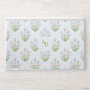 Modern Pattern White Green Monogram HP Laptop Skin